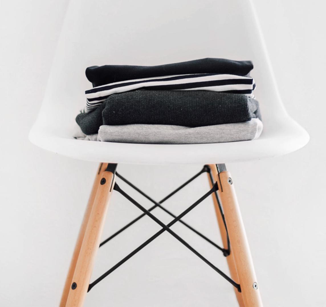 White and wood chair detail
